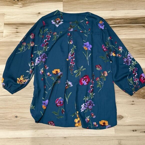 Stitch Fix West Kei Blue Floral Tropical Blouse Women’s Small - Picture 4 of 5